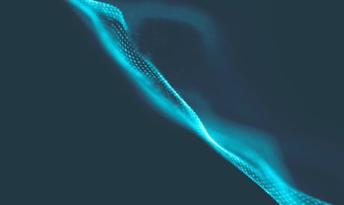 Müzik arka plan. Büyük veri parçacık akışı görselleştirme. Bilim Infographic fütüristik illüstrasyon. Ses dalgası. Ses görselleştirme