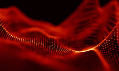 Müzik arka plan. Büyük veri parçacık akışı görselleştirme. Bilim Infographic fütüristik illüstrasyon. Ses dalgası. Ses görselleştirme