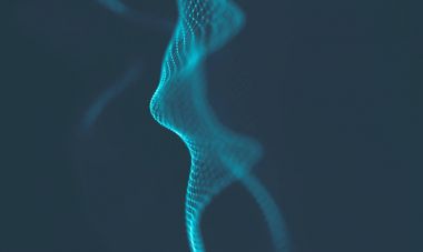 Müzik arka plan. Büyük veri parçacık akışı görselleştirme. Bilim Infographic fütüristik illüstrasyon. Ses dalgası. Ses görselleştirme