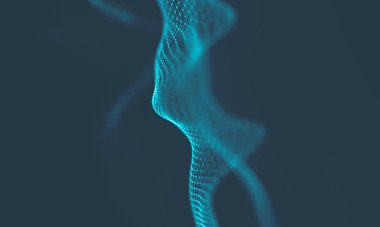 Müzik arka plan. Büyük veri parçacık akışı görselleştirme. Bilim Infographic fütüristik illüstrasyon. Ses dalgası. Ses görselleştirme