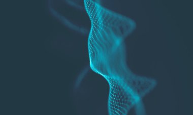 Müzik arka plan. Büyük veri parçacık akışı görselleştirme. Bilim Infographic fütüristik illüstrasyon. Ses dalgası. Ses görselleştirme