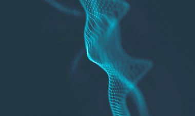 Müzik arka plan. Büyük veri parçacık akışı görselleştirme. Bilim Infographic fütüristik illüstrasyon. Ses dalgası. Ses görselleştirme