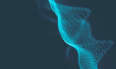 Müzik arka plan. Büyük veri parçacık akışı görselleştirme. Bilim Infographic fütüristik illüstrasyon. Ses dalgası. Ses görselleştirme