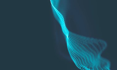 Müzik arka plan. Büyük veri parçacık akışı görselleştirme. Bilim Infographic fütüristik illüstrasyon. Ses dalgası. Ses görselleştirme