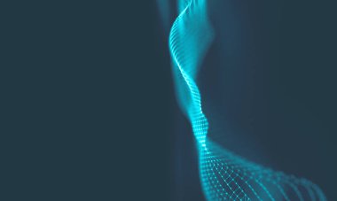 Müzik arka plan. Büyük veri parçacık akışı görselleştirme. Bilim Infographic fütüristik illüstrasyon. Ses dalgası. Ses görselleştirme