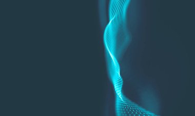 Müzik arka plan. Büyük veri parçacık akışı görselleştirme. Bilim Infographic fütüristik illüstrasyon. Ses dalgası. Ses görselleştirme