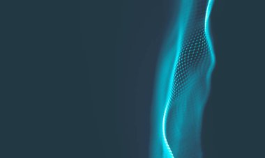 Müzik arka plan. Büyük veri parçacık akışı görselleştirme. Bilim Infographic fütüristik illüstrasyon. Ses dalgası. Ses görselleştirme