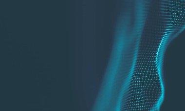 Müzik arka plan. Büyük veri parçacık akışı görselleştirme. Bilim Infographic fütüristik illüstrasyon. Ses dalgası. Ses görselleştirme