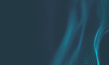 Müzik arka plan. Büyük veri parçacık akışı görselleştirme. Bilim Infographic fütüristik illüstrasyon. Ses dalgası. Ses görselleştirme