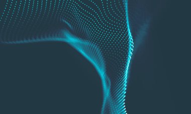 Müzik arka plan. Büyük veri parçacık akışı görselleştirme. Bilim Infographic fütüristik illüstrasyon. Ses dalgası. Ses görselleştirme