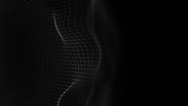 Fondo musical. Visualización del flujo de partículas de Big Data. Ilustración futurista de infografía científica. Onda de sonido. Visualización de sonido — Foto de Stock
