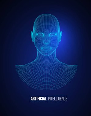 3D baş tel kafes vektör. Tel kafes çizim 3d modeli gidin. Vektör çizim.