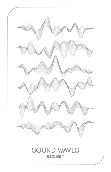 Geluidsgolf vector. Vector muziek stem trillingen, lied golfvorm digitale spectrum, audio puls en golfvorm frequentie equalizer. — Stockvector