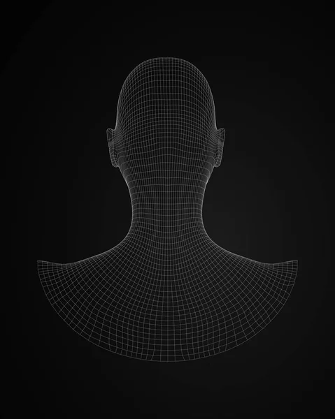 3D huvud wireframe vektor. Ritning av wireframe huvud 3d-modellen. Vektorillustration. — Stock vektor