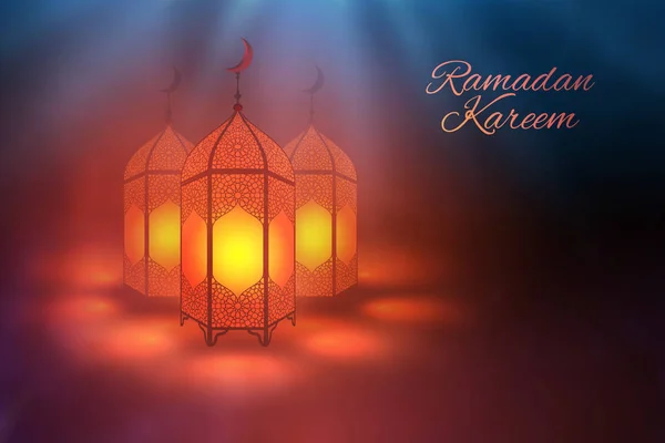 Ramadan kareem vektor. Eid mubarak ramadan bakgrunn. Ramadan-signallanternen er designet. Islamsk mønstervektor EPS 10. – stockvektor