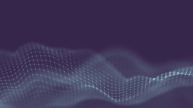 Veri teknolojisi soyut gelecek çizimi. Karanlık arka planda noktaları ve çizgileri birleştiren düşük polimerli bir şekil. 3 boyutlu görüntüleme. Büyük veri görselleştirmesi .