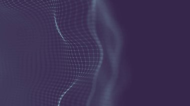 Veri teknolojisi soyut gelecek çizimi. Karanlık arka planda noktaları ve çizgileri birleştiren düşük polimerli bir şekil. 3 boyutlu görüntüleme. Büyük veri görselleştirmesi .