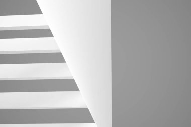 Soyut Mimarlık Geçmişi. Boş Beyaz Gelecek Odası. 3d Görüntüleme