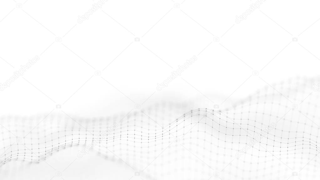 Data technology abstract futuristic illustration . Low poly shape with connecting dots and lines on dark background. 3D rendering . Big data visualization .