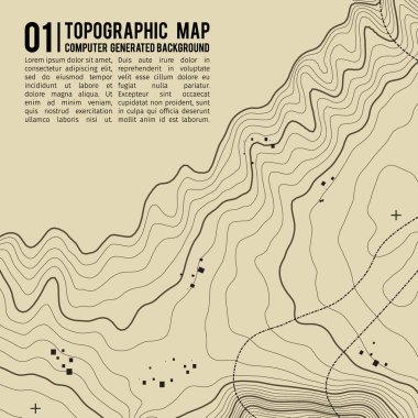 Kopyalamak için alanı olan topografik harita arkaplanı. Çizgi topoğrafya haritası arka plan, coğrafi ızgara soyut vektör çizimi. Arazi üzerinde dağ yürüyüşü patikası .