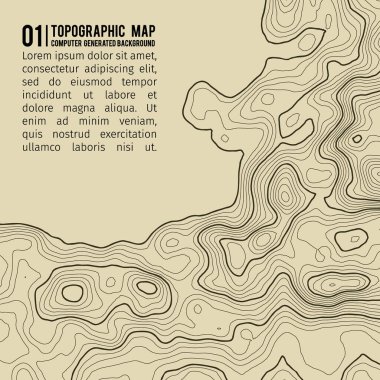 Kopyalamak için alanı olan topografik harita arkaplanı. Çizgi topoğrafya haritası arka plan, coğrafi ızgara soyut vektör çizimi. Arazi üzerinde dağ yürüyüşü patikası .