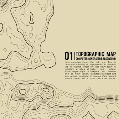 Kopyalamak için alanı olan topografik harita arkaplanı. Çizgi topoğrafya haritası arka plan, coğrafi ızgara soyut vektör çizimi. Arazi üzerinde dağ yürüyüşü patikası .