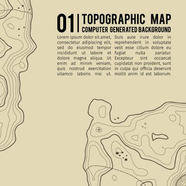 Kopyalamak için alanı olan topografik harita arkaplanı. Çizgi topoğrafya haritası arka plan, coğrafi ızgara soyut vektör çizimi. Arazi üzerinde dağ yürüyüşü patikası .