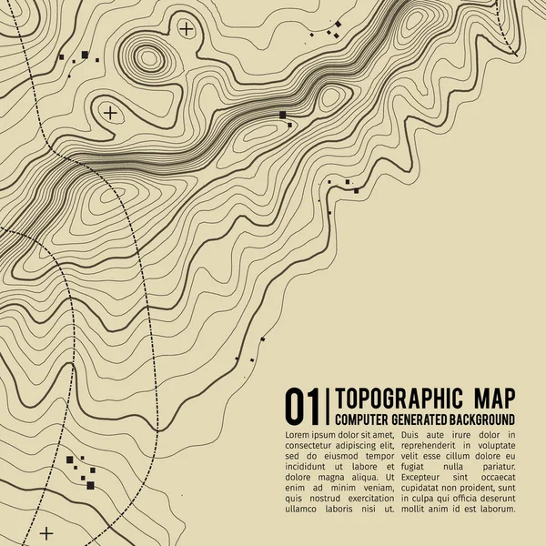 Topográfiai térkép háttér helyet másolni. Vonaltopográfia térkép kontúr háttér, földrajzi rács elvont vektor illusztráció. Hegyi túraútvonal terepen . — Stock Vector