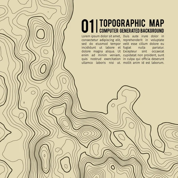 Τοπογραφικό φόντο χάρτη με χώρο για αντιγραφή. Γραμμικός τοπογραφικός χάρτης περίγραμμα φόντου, γεωγραφικό πλέγμα αφηρημένη διανυσματική απεικόνιση. Διαδρομή ορεινού πεζοπορικού εδάφους . — Διανυσματικό Αρχείο