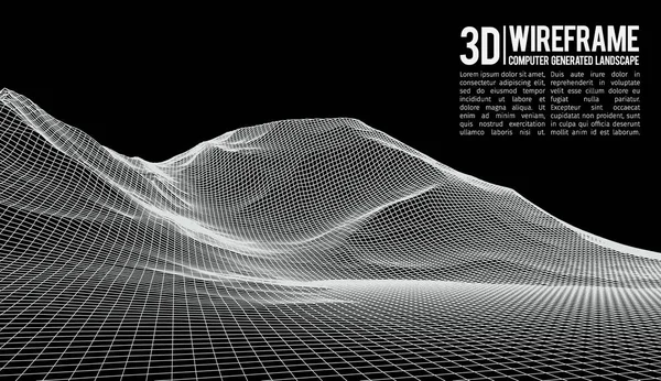 Soyut vektör manzara arka plan. Siber yatay kılavuz. 3D teknoloji vektör çizim. — Stok Vektör