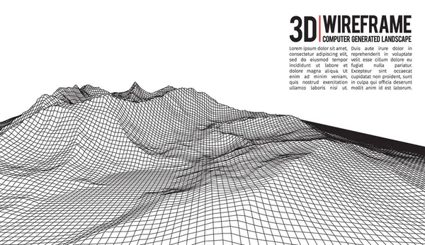 Abstract vector landschap achtergrond. Cyberspace landschap raster. 3D-technologie vectorillustratie. — Stockvector