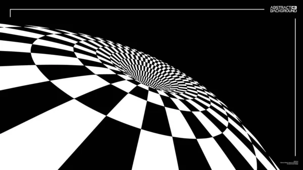 Ilusión óptica vector. Un túnel vectorial abstracto. Túnel de agujero de gusano hipnótico abstracto blanco y negro . — Vector de stock