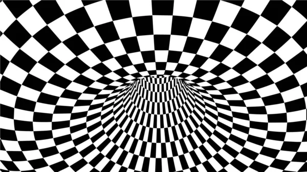 Optische illusie vector. Abstracte vectortunnel. Zwart-wit Abstract Hypnotisch wormgat Tunnel. — Stockvector