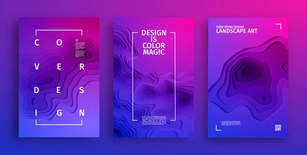 Blue purple paper cut cover. Brochure template cover design. Geometric modern technology concept. — 스톡 벡터
