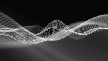 Veri teknolojisi soyut gelecek çizimi. Karanlık arka planda noktaları ve çizgileri birleştiren düşük polimerli bir şekil. 3 boyutlu görüntüleme. Büyük veri görselleştirmesi .