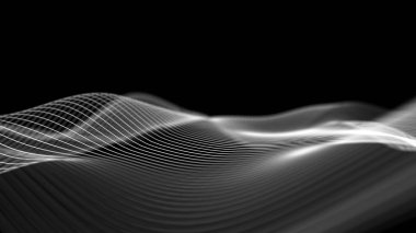 Veri teknolojisi soyut gelecek çizimi. Karanlık arka planda noktaları ve çizgileri birleştiren düşük polimerli bir şekil. 3 boyutlu görüntüleme. Büyük veri görselleştirmesi .