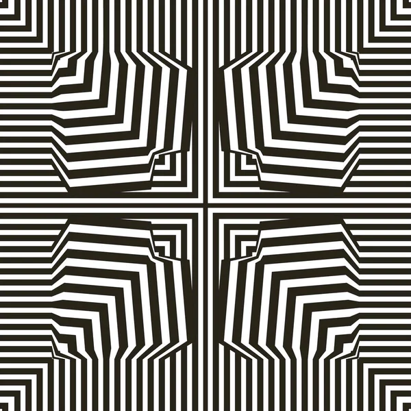 Fondo de líneas de ilusión óptica. Ilusiones abstractas en blanco y negro en 3D. Diseño conceptual del vector de ilusión óptica. EPS 10 Ilustración vectorial — Vector de stock