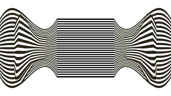 Ondas de línea ilusión óptica. Vector de líneas de patrón horisontal sin costuras blanco y negro . — Vector de stock