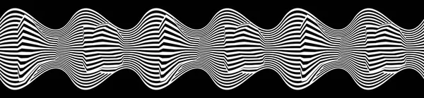 Ondes de ligne illusion optique. Vecteur de lignes de motif horisontales sans couture noir et blanc . — Image vectorielle