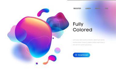 3 boyutlu mor sıvı arka plan. Grafik akışkan gradyan vektörü. Yaratıcı poster iniş gradyanı. Sıvı soyut metalik akış.