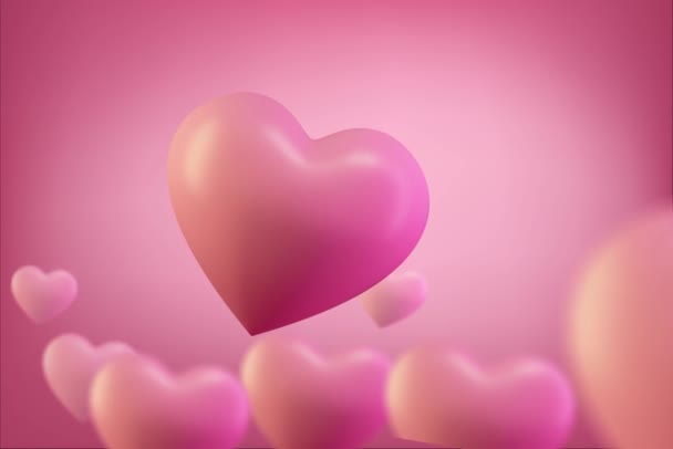 Nahtlose Schleifenherzen-Animation. Pink Love Hintergrundanimation. Heirat rosa romantische nahtlose Video. Valentinshochzeit hell hd loopable 3d kulisse. — Stockvideo