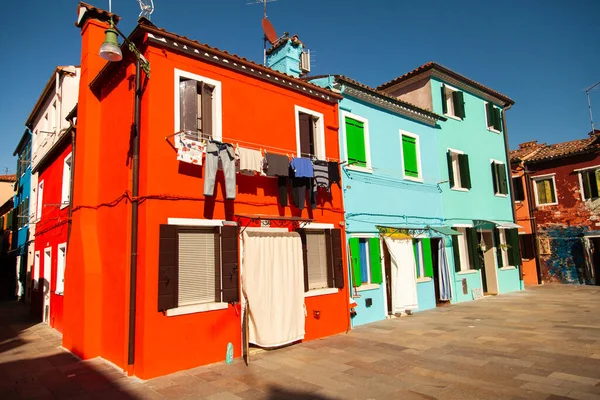 Burano Island Canal Colorful Houses Boats Venice Italy Europe — Stock Photo, Image