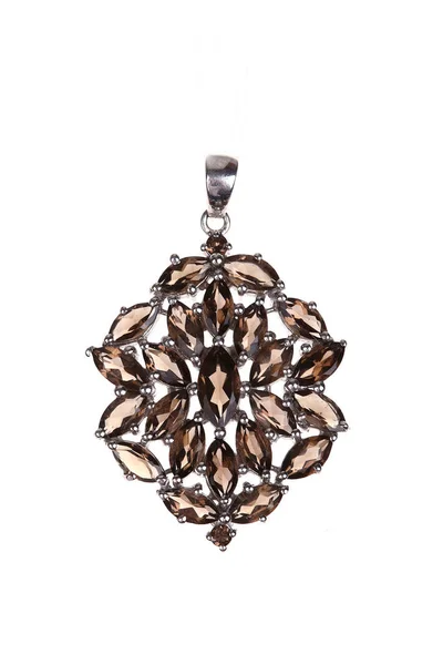 Pendentif Avec Diamant Isolé Sur Blanc — Photo