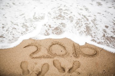 Güle güle 2016 el kum Beach'te yazma