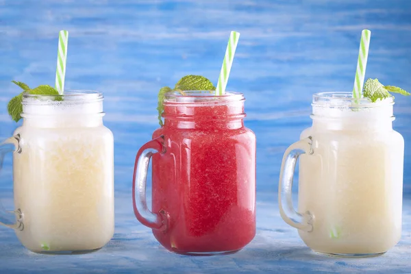 Fruit Drink Made Melon Watermelon Healthy Tasty Drinks — 스톡 사진