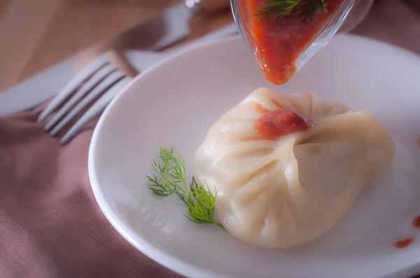 Delicious Diet Dish Steam Dumplings Korean Dumplings — Stock Photo, Image