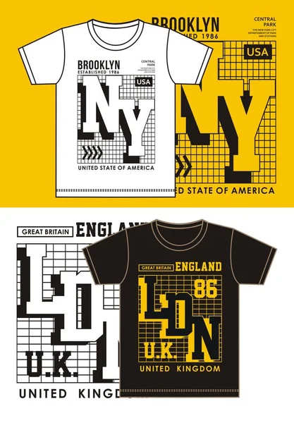 tipografi New York ile Londra için gömlek t, tasarım, giyim, tipografi spor, vektör.