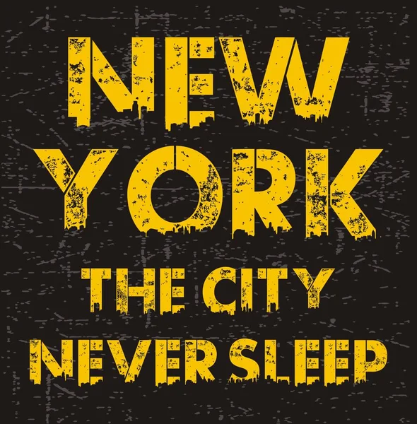 Vintage New York de stad nooit slaap typografie voor t-shirt, poster, vector. — Stockvector