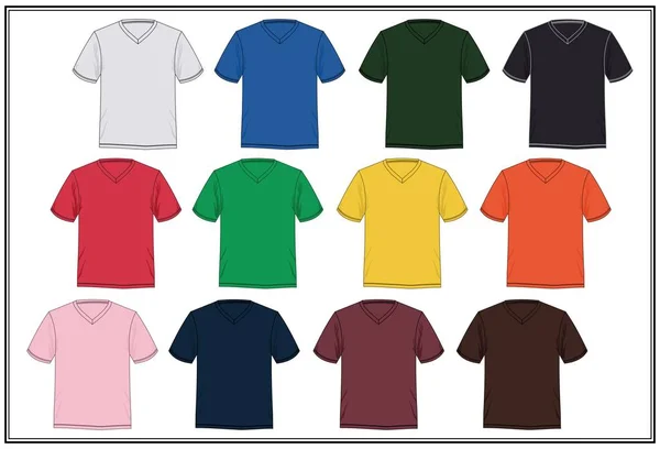 Grafik färgglad t-shirt mall kombination V-neck män, vektor. — Stock vektor