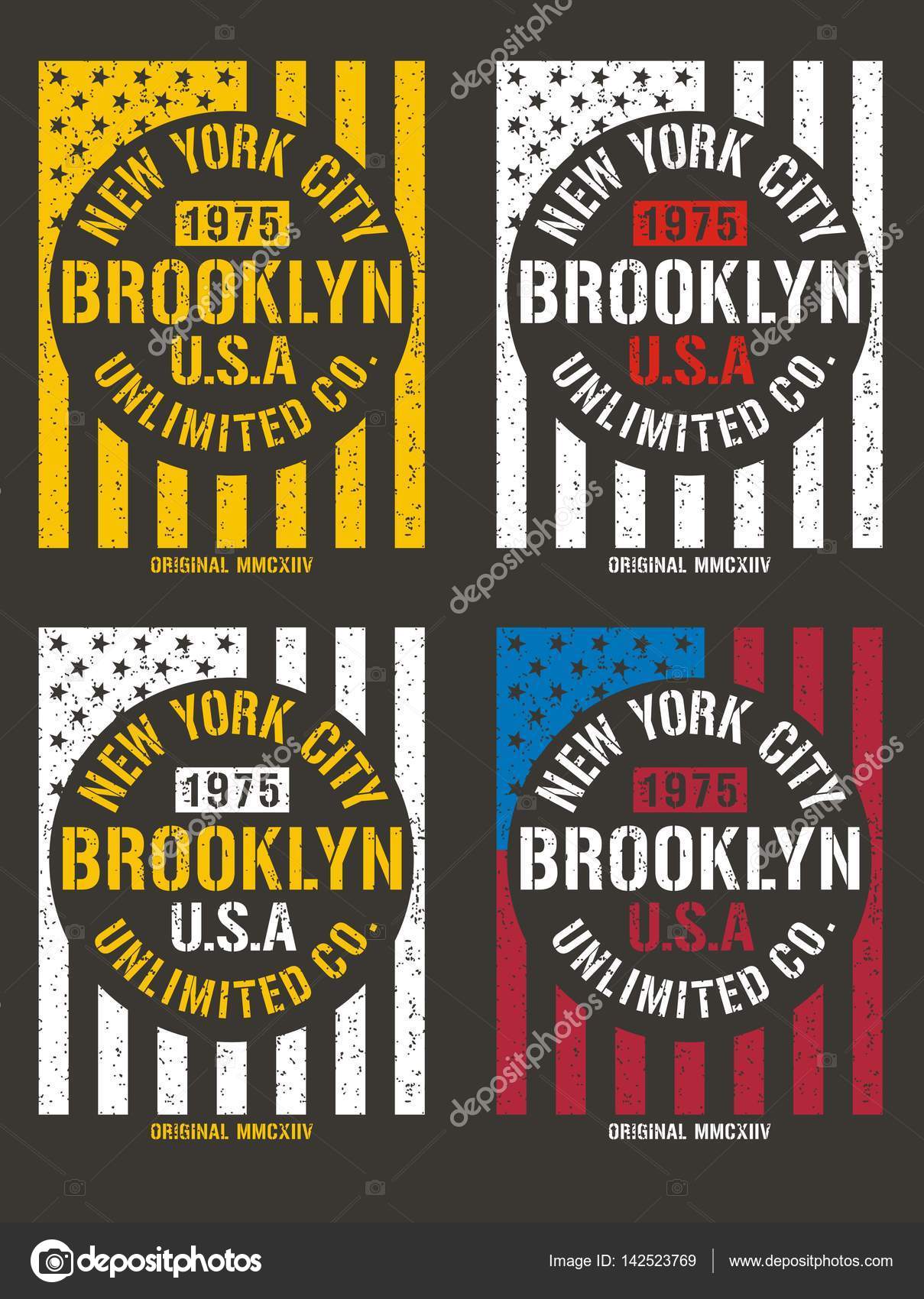 Vintage Brooklyn Flag Typography For T Shirt Emblem Vector